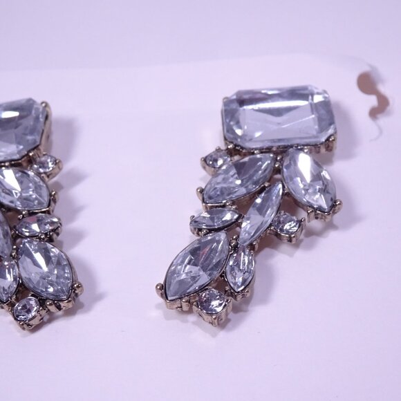 Banana Republic Crystal Wing earrings Statement Gold Clear NWT 49 - Picture 4 of 5